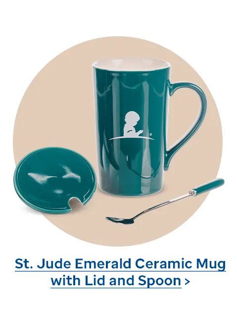 St. Jude Emerald Ceramic Mug with Lid and Spoon